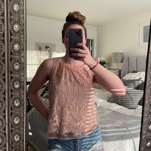 Tan Lace Floral Shirt